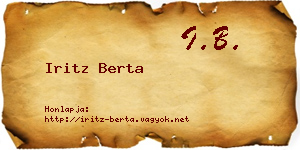 Iritz Berta névjegykártya